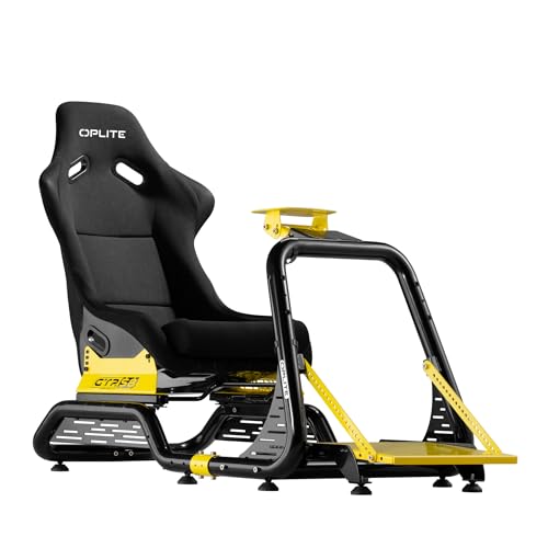 OPLITE GTR ELITE Schalensitz und Rahmen für Rennsimulator. Das Cockpit wurde für Simracing entwickelt und ist mit Thrustmaster , Logitech , Fanatec und Simcube-Rennsportfelgen kompatibel.