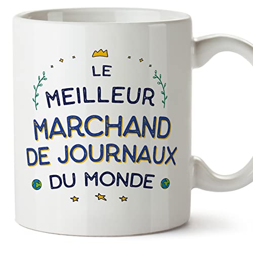 Mugffins Tassen/Becher mit Spruch für ZEITUNGSHÄNDLER - Auf Französisch - Meilleur du Monde - 11 oz / 330 ml - originelles und lustiges Geschenk Mitarbeiter
