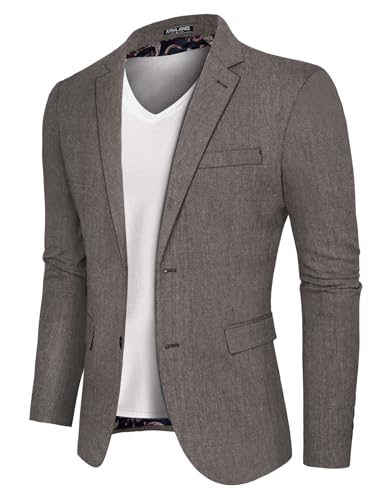 PaulJones Herren Anzugjacke Blazer Leinen Sakko Herren Hochzeit für Frühling Sommer mit 2 Knöpfe XL Espresso 625S24-3