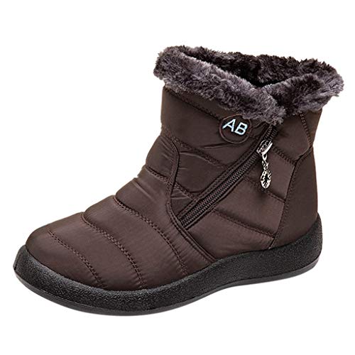 Generisch Winter Stiefel Halbhoch Winterboots Winterschuhe Damen Herbst Stiefel Plateau Schaft Winterstiefel Weitschaftstiefel Elegant Plüsch Wasserdichte Damenstiefel Warme Mittelkalbstiefel