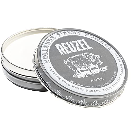 Reuzel Extreme Hold Matte Pomade - Wasserbasiert und starker Halt - 1 x 113 g holzig