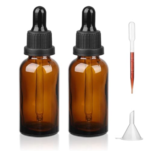 iulrtba Pipettenflaschen, 50 ml × 2 Braunglasflasche, Pipette Bottles Mit Glaspipette Für Ätherische Öle, Parfümöle, Flüssigfarbstoffe, Aromatherapie-Mischungen– 2PCS