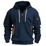 Winter Dicke Kapuzenpulli Hoodie Herren Oversize Casual Sweatshirt Langarm Pullover mit Taschen Kordelzug Hip Hop Outdoor Kapuzenpullover Personalisierte Hoodie 2024 Winter Pulli(Navy,XL)