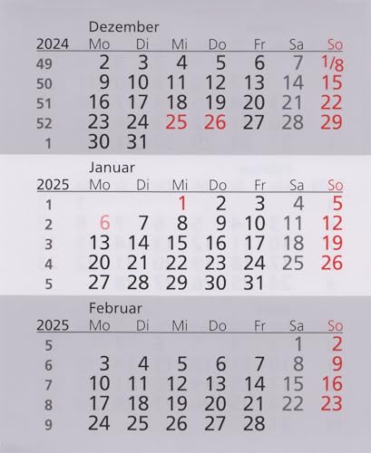 HiCuCo Ersatz-Kalenderblätter für 2 Jahre (2025 + 2026) - passend für 3-Monats-Tischkalender Stehkalender Kunststoff TypW (TypW1 und TypW2)