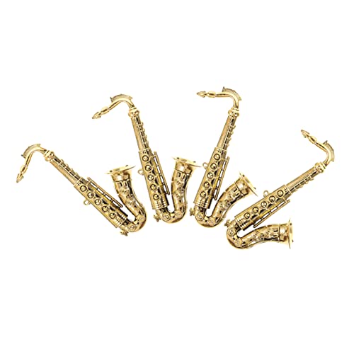 Supvox 4 Stück Große Saxophonform Charm-halskettenverbinder Schmuckzubehör, Instrumentenanhänger Diy Saxophon-anhänger Saxophon-schlüsselanhänger-zubehör Golddekor Weihnachten Plastik