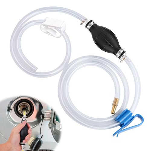 Herbst Benzinpumpe, 8 mm Umfüllpumpe mit 2 m Schlauch Universal Tragbare Handpumpe Benzin Vakuumpumpe Notpumpe Hand Siphonpumpe für Auto/Boot/Kart/Motorrad zum Benzin Diesel Kraftstoffe Wasser