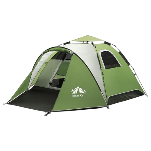 Night Cat Pop Up Zelt 3 4 Personen:Wasserdicht Wurfzelt Atmungsaktiv Einfache Einstellung für Camping Wandern