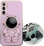 Miagon Süß Stern Astronaut Ständer Hülle für Samsung Galaxy A35 5G,Cute Mädchen Dünn Galvanisierte Schutzhülle Weiches Case Bumper mit Astronaut Halter Kickständer