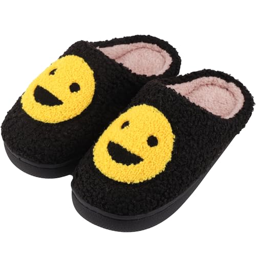 Hausschuhe Mädchen Jungen Pantoffeln Kinder Haus Slippers Winter Indoor Wärme Schuhe Plüsch Rutschfeste Schwarz,33/34 EU