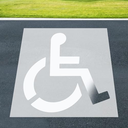 Große Handicap-Park-Schablone, 91,4 cm, wiederverwendbar, Silikon, Behinderten-Symbol-Schablone, faltbare Vorlage für Parkplatz, Garage, Gehwegmarkierung, einfach zu verwenden für klare Markierungen