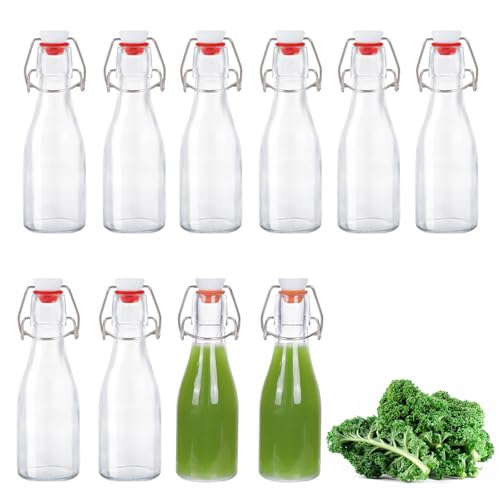 Zanfqvo Glasflaschen 150ml mit Bügelverschluss, 10 Stück Kleine Flaschen Zum Befüllen, Bügelflasche zum Befüllen, Saftflasche für Öl, Essig, Saft & Limonade