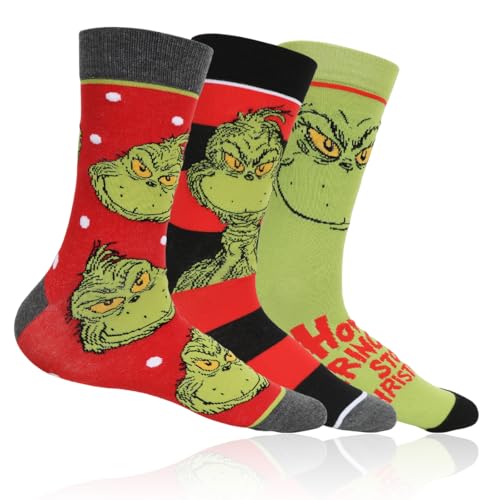 Herren und Damen Baumwolle Socken Packung Weihnachtssöckchen 3 Paar，Neuheit Weihnachtssöckchen，Weihnachten Baumwolle Socken mit Cartoon-Muster，Weihnachtsstrumpf Set，Kuschelsocken für Weihnachten