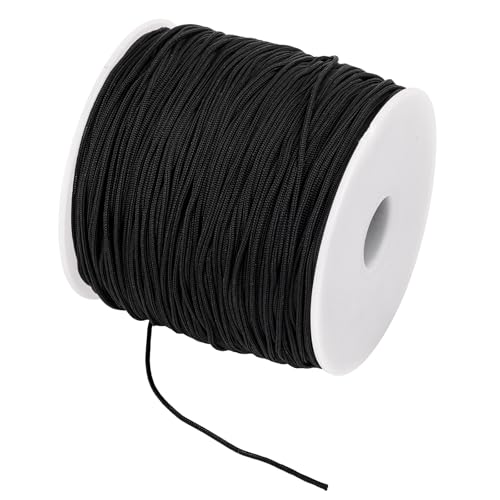 Nylonschnur für Armbänder, Nylonband, Knotenschnur Geflochtene für Armband, Halsketten, Makramee Handwerk, DIY Schmuckherstellung (Schwarz, 1mm x 120 m)