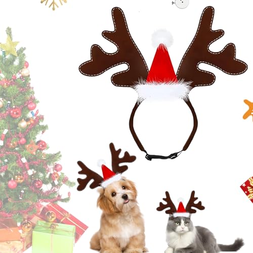 Haustier Geweih Stirnband, Weihnachten Hund Katze Haustier Rentier Geweih Stirnband, Haustier Kopfschmuck Haarreif Weihnachtsmütze Weihnachts Geschenk für Haustier Hunde Katze