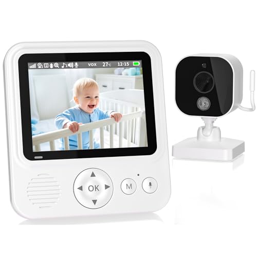 OBVHNUA Babyphone mit Kamera 2,8 Zoll Video Babyphone 720p LCD babyfon mit 2000mAh USB-C x2 x4 Digitaler Zoom 2-Wege Gegensprechanlage Nachtsicht VOX Modus Temperaturüberwachung Schlaflied Wecker