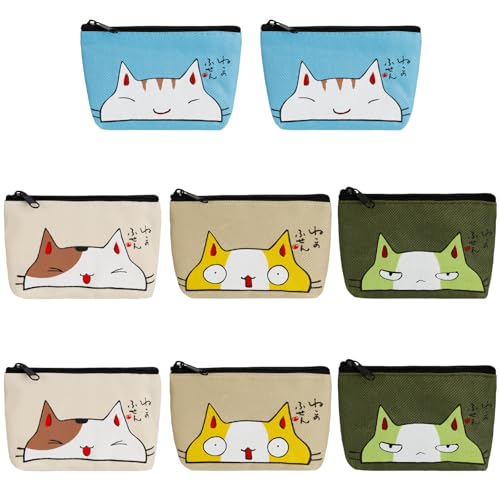 Dadabig 8 Stück Mini Geldbeutel Täschchen Schlüsseltasche Leinwand Canvas Kleine Täschchen mit Reißverschluss Münzbeutel Mini Kosmetikbeutel Schminktasche Münztaschen