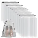 JYiuog 12 Stück Transparente Schuhtaschen mit Seil, tragbare Aufbewahrungstasche für Reisen, große Schuh Organizer, Aufbewahrungstasche mit Kordelzug (Weiß, 45 * 50cm)