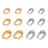 PandaHall 120 stücke 6 Größen Silber & Goldene 304 Edelstahl Snap On Kautionen Anhänger Kautionen Anschlüsse für DIY Schmuck Baumeln Perlen Charms Machen