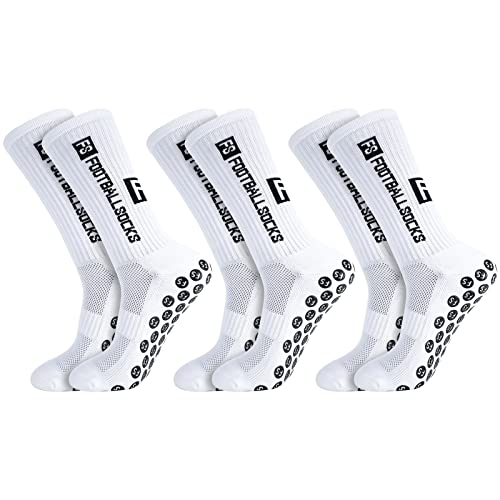 FANTESI 3 Paare Fußballsocken für Herren Damen, Sportsocken Fußball Anti Rutsch Grip Fußball Socken 39-46 Rutschfeste Sportsocken für Fussball Basketball Laufen