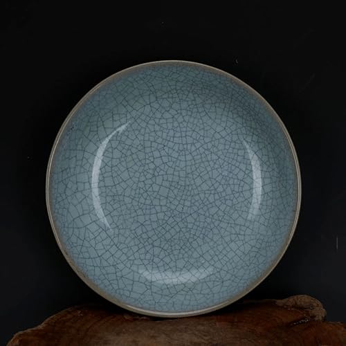 QXSJEDYCH Chinesischer Song-Dynastie-Ru-Ofen-Seladon-Teller, alte Porzellan-Antik-Sammlung Blumenteller