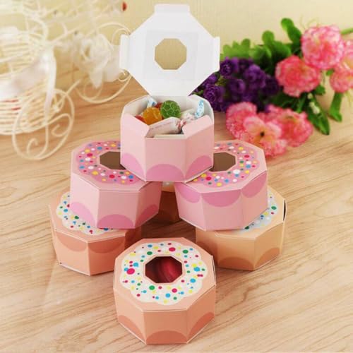 20 Stück Donut-Süßigkeiten-Boxen für Kindergeburtstage und Hochzeitsfeiern, lustige Leckerei-Verpackung (Champagner)
