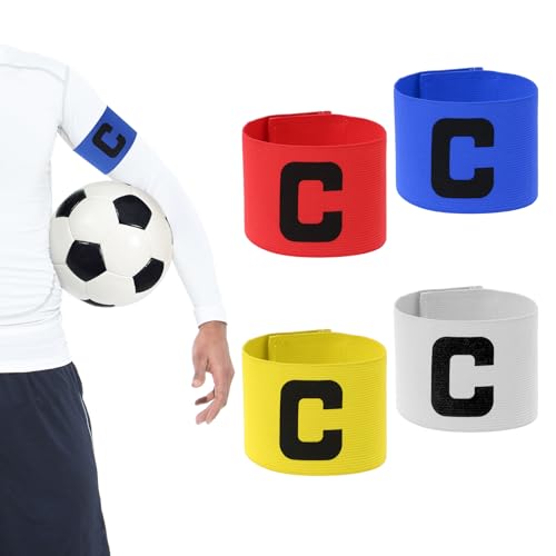 JJUNW 4 Stück Fußball Kapitänsbinde, Verstellbare Fußball Armbinde für Kinder und Erwachsene, Multicolor Gummizug Elastic Kapitäns Armbinden für Viele Sportarten(4 Farben)