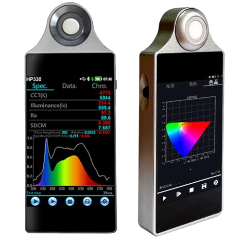 Tragbarer Spektrometer Licht Beleuchtungsmesser, 3,5-Zoll Touchscreen, 380-780nm Wellenlängenbereich, Licht- und Farbwiedergabeindex Analysator