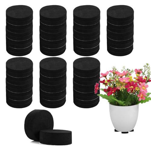 SENLEEREE Pack of 70 Garden Invisible Pot Feet for All Indoor Outdoor Flower Pot,Plant Pot Feet, Eva Pads and Furniture Feet, Round Non-Slip Flower Pot Riser with Strong Self-Adhesive (Schwarz)