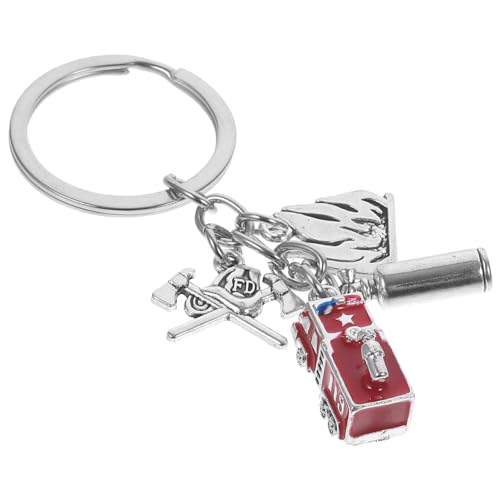 VILLCASE Feuerwehrmann-Schlüsselanhänger Feuerwehrmann-Schlüsselanhänger Feuerwehrhelm-Anhänger Feuerlöscher Feuerwehrauto-Anhänger Taschenanhänger Abschlussgeschenk Feuerwehrmann-Geschenk