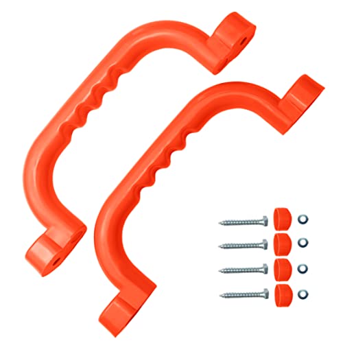 OTITU Haltegriffe Für Spielanlagen Griffe Set 2 Stück - Klettergerüste Griffe Kinderspielplatz rutschfeste Spielhäuser Stelzenhäuser - Griffgarnitur 240x75 mm Handgriff Spielanlagen Orange