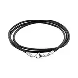 AURORIS Halskette/Armband - Kautschukband schwarz Dicke 2mm mit Karabinerverschluss aus 304 Edelstahl - Länge: 45cm