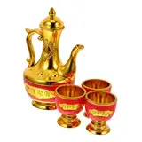 BEBEMOKO Goldenes Teekannen Und Opferbecher-Set Mit Mini-kelch Für Tibetische Und Chinesische Buddhistische Anbetung Komplettes Set Für Zeremonien Und Gottesdienste