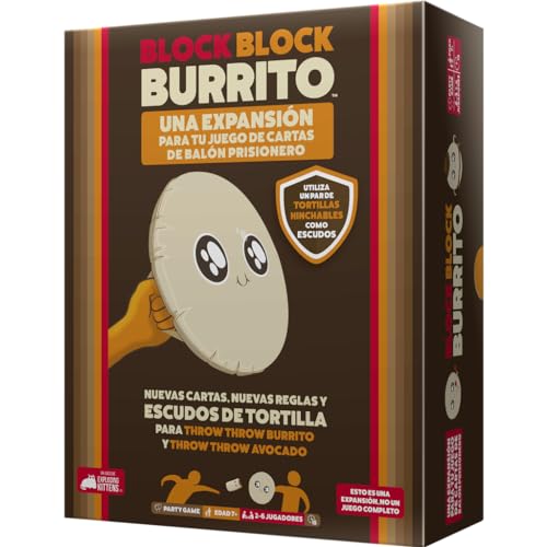 Exploding Kittens Block Block Burrito | Erweiterung | Tortilla-Schilder für Throw Throw Burrito und Throw Throw Avocado | ab 7 Jahren | 2 bis 6 Spieler | 15 Minuten pro Spiel | Spanisch