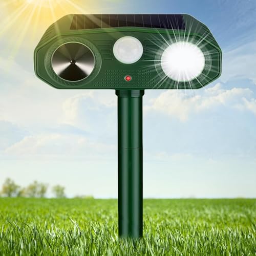 Katzenschreck Ultraschall, 3 Modi Solar Tiervertreiber Katzenvertreiber, Marderschreck für Garten mit PIR-Bewegungssensor und Blinklicht, Wasserdicht Tier Vertreiben für Katzen, Fuchs, Hunde, Marder