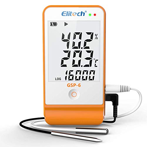 Elitech GSP-6 Temperatur Datenlogger Temperatur Luftfeuchtigkeits Datenlogger 16000 Punkte Aufnahmekapazität Detektor, Kostenlose Software Daten-Expor