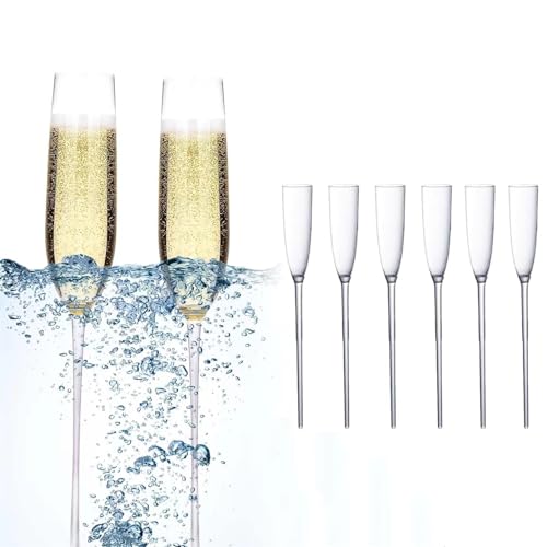 Floating Champagne Flutes Pool, Floating Wine Glass for Pool, Shatterproof Poolside Champagne Glasses, Floating Champagne Glasses Plastic (6 Transprent)