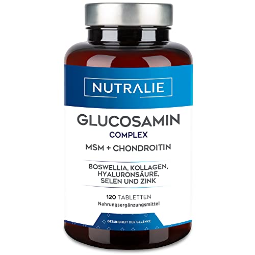 Glucosamin Chondroitin MSM Hochdosiert Kapseln mit Boswellia Kollagen - Erhaltung Knochen mit Glucosamin Chondroitin MSM Kollagen Hyaluronsäure Selen und Zink - Laborgeprüft - 120 Tabletten Nutralie