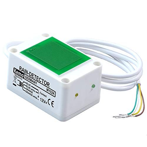 Kemo M152K kapazitiver Regensensor. Relais-Aktivierung auch bei destilliertem Wasser. Einstellbare Empfindlichkeit, mit 2 LED-Anzeigen