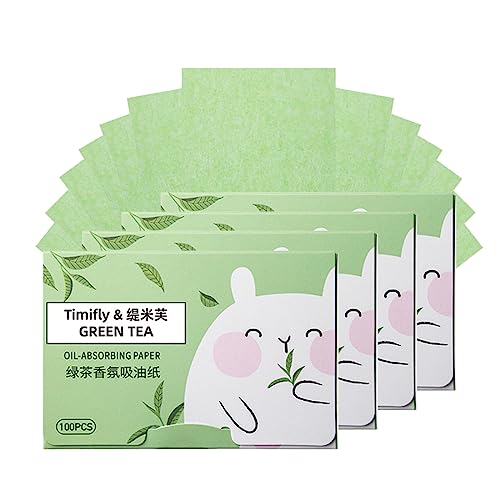 4 Stück Gesichts-Löschpapier Set, 400 PCS Blottpapier Für Fettige Hautpflege, Blotting-Papiere, Natürliche Ölabsorbierende Blätter, Öl-Löschpapier, Gesicht Blotting Papers, Face Oil Blotting (grüner)