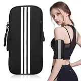 Risipu Handytasche Joggen,Sportarmband, für iPhone,Samsung, Schweißfest und Schnell-Trocknend, Armtasche für Running,Fitness, Laufen zubehör Kompatibel mit Mobiltelefonen unter 6,7 Zoll (Schwarz)