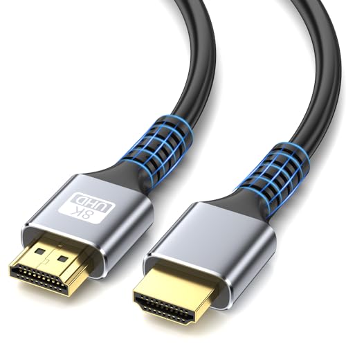 looyotul 8k Hdmi Kabel 1m Ultra High Speed HDMI 2.1 Kabel 4K@120Hz 8K@60Hz 48gbps Gold überzogener Stecker 3D eARC Ethernet HDMI Kabel für HDTV Monitor Laptop Roku TV Xbox PS4/PS5 (Silber)