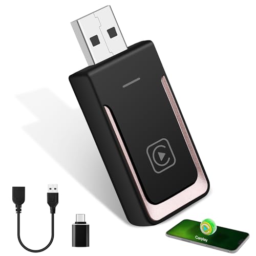 Pashlysh Car Play Wireless,Plug and Play Carplay Wireless Adapter,Mini und Stable USB Adapter,Konvertieren Wired to Aa Wireless mit 98% der Autos