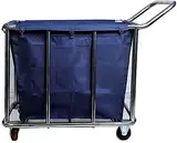 Wäschesortierwagen mit abnehmbaren Taschen und Wäschekorb Beweglicher Trolley mit Rollen für Housekeeping Hotel Reinigung und Abholservice Blau
