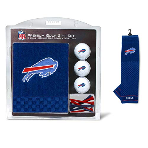 Team Golf NFL Buffalo Bills Geschenkset: Besticktes Golf-Handtuch, 3 Golfbälle und 14 Golf-Tees, 7,5 cm Regulierung, dreifach gefaltetes Handtuch 40,6 x 55,9 cm, 100% Baumwolle