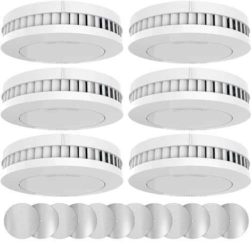 XINDUM Rauchmelder mit Starkere Magnethalterung 6er Set, 10 Jahre Batterie Feuermelder, TÜV Rheinland-Zertifiziert, Rauchwarnmelder, Standalone, Weiß