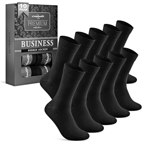 10 Paar Socken Herren 43-46 Schwarz Business Socken Baumwolle Atmungsaktive Anzugsocken 15800