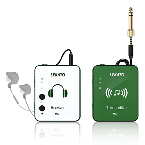 LEKATO MS-1G Drahtloses In-Ear Monitor System, Professionelles kabelloses 2.4G Stereo IEM-System mit Sender & Empfänger Betrieb im Mono- und Stereo-Mode Geeignet für Studio, Live-Auftritt und Musiker