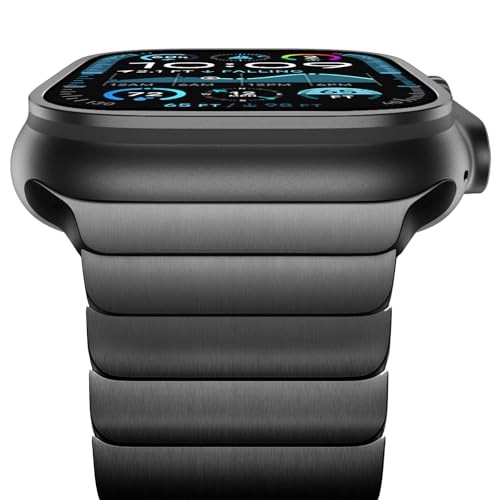 NewWays 49mm 46mm 45mm 44mm 42mm(Serie 3 2 1) Kompatibel mit Apple Watch Armband,Edelstahl Gliederarmband Ersatzarmbänder Geeignet für iWatch Ultra 2/Ultra,Series 10/9/8/7/6/5/4/3/2/1/SE,Schwarz