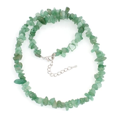 Handgemachte Damen Mädchen Perlen Edelstein Chips Choker Halskette - Natürliche Heilsteine Kristall Schmuck für Frauen Mädchen (Aventurin)