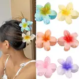 Blumen Haarklammer,6 Stück Haarspange Blume Hawaii Haarspangen Damen Mädchen Rutschfest Haarklammern Elegante Haarstyling Zubehör Flower Hair Clip Claw Haarschmuck für Dickes Dünnes Haar (Style-1)